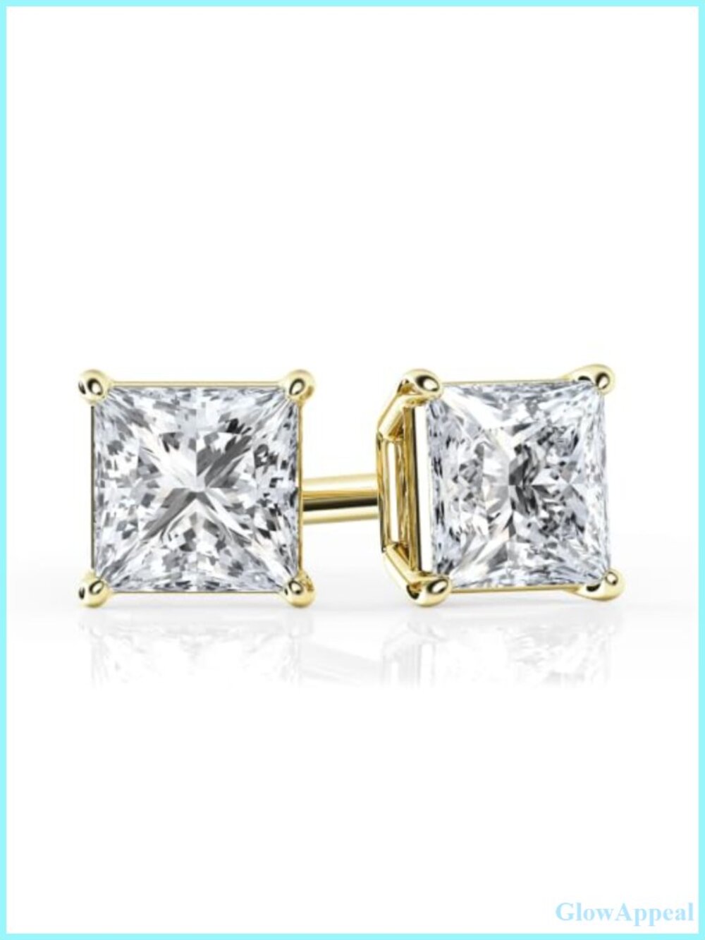 Lab Grown Diamond Stud Earrings 14K Yellow Gold over Sterling Silver